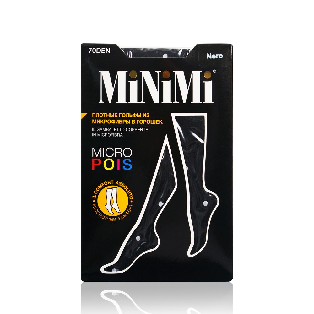 Женские гольфы из микрофибры Minimi Micro Pois 70den Nero ( в горошек )