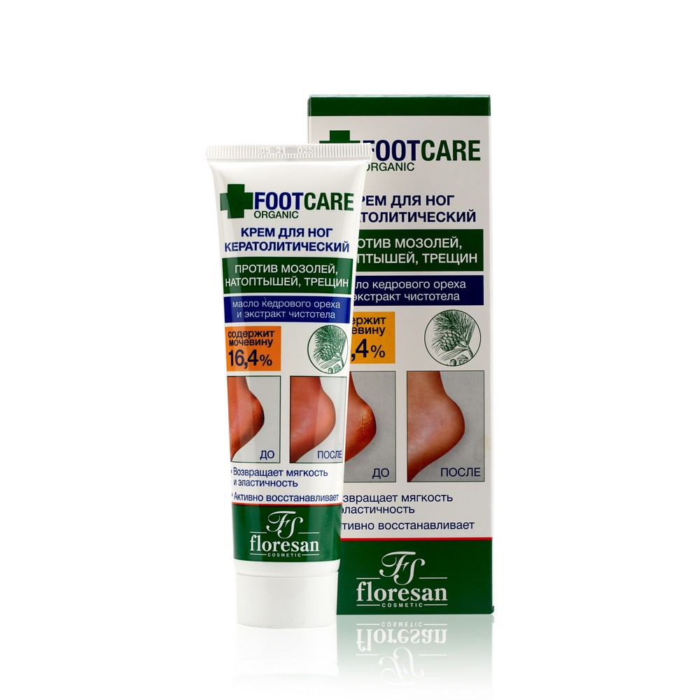 Кремы и бальзамы  Улыбка радуги Крем для ног кератолический Floresan Organic foot Care против мозолей, натоптышей и трещин 100мл