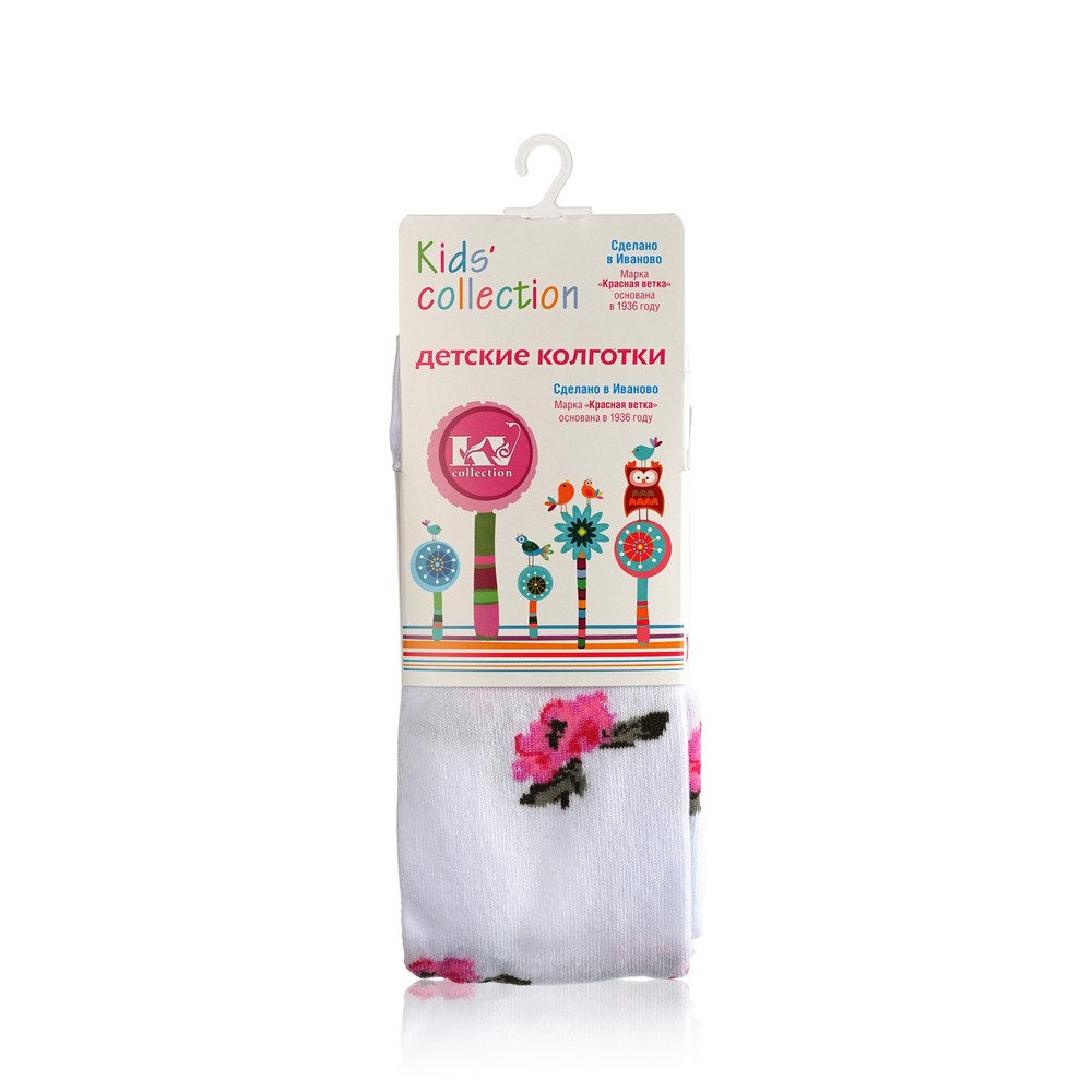   Улыбка радуги Детские колготки Красная ветка Kids Collection с-857  Цветы  Белый р.104-110 (16)