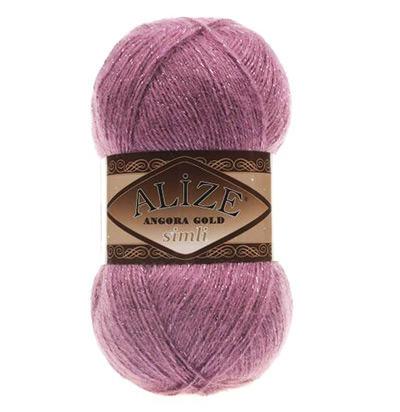 Рукоделие и творчество  Русские Семена Пряжа Alize Angora Gold Simli № 28 (500 м) 100 гр. сухая роза