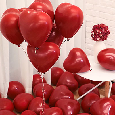 Шары латексные Сердца (50 шт.) красные