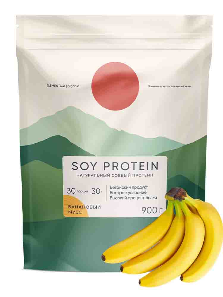 Протеины Elementica Soy Protein 300  гр. банановый мусс