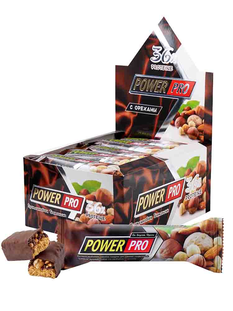   SportFood Протеиновые батончики POWER PRO Протеиновый 36% 60 гр. брют