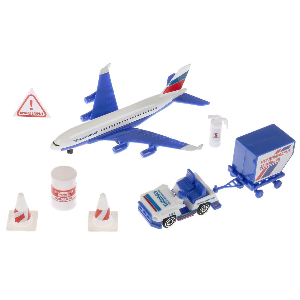   ToyWay Набор Аэропорт: самолет 14 см., машинка, знаки, аксессуары