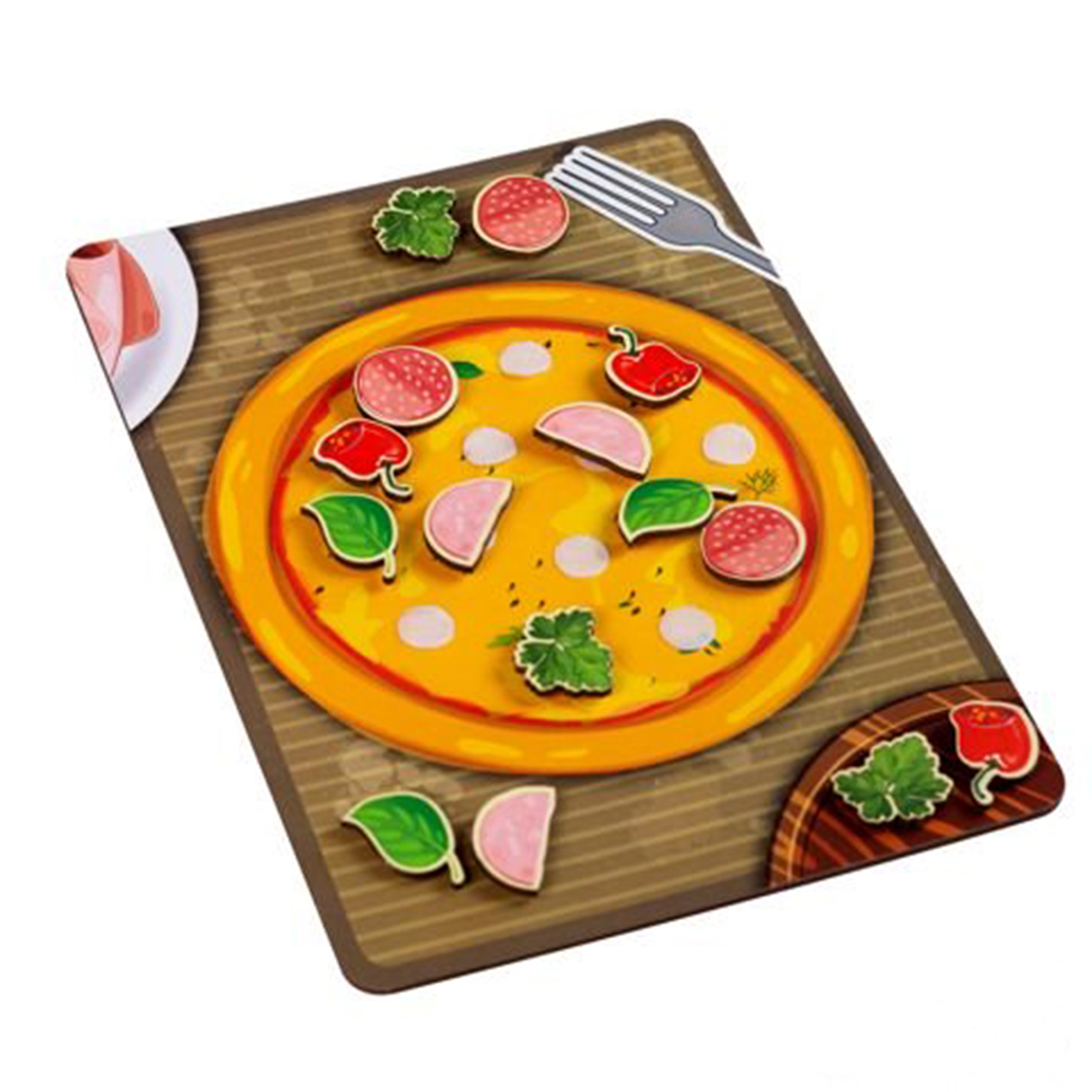 Прочие игрушки из дерева  ToyWay Игровой набор - Липучка - Пицца с колбасой