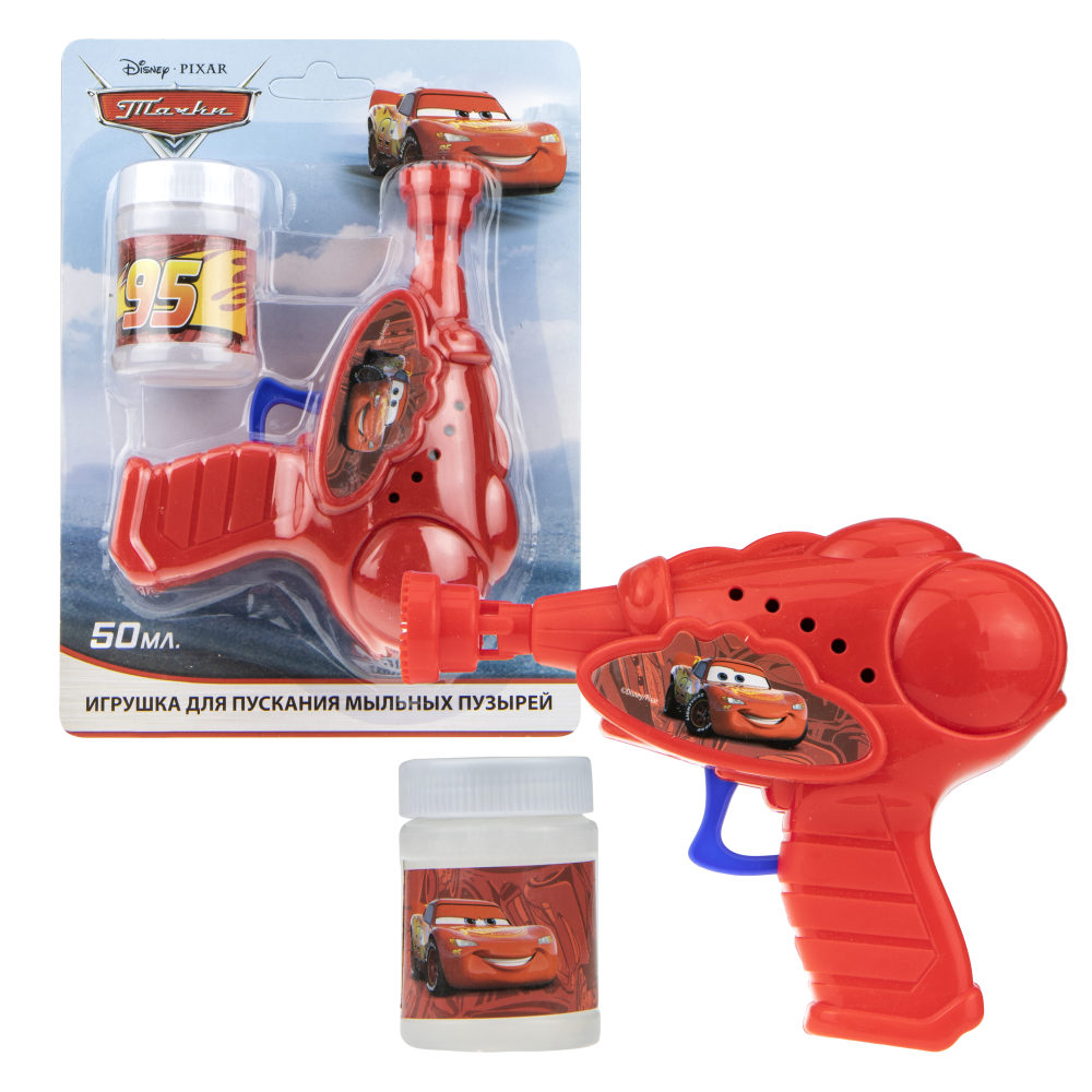 Тачки Cars Disney  ToyWay Пистолет механический с мыльными пузырями из серии Тачки