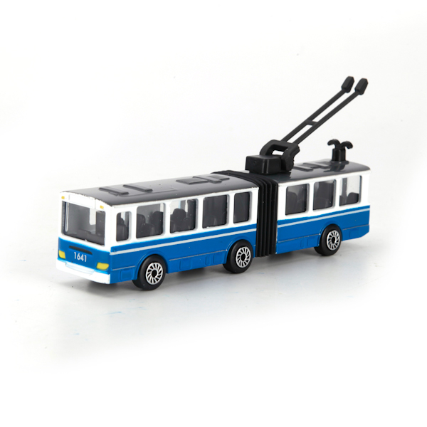 Автобусы, трамваи  ToyWay Троллейбус металлический, 12 см, с резинкой