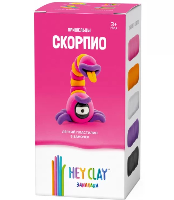 Легкий пластилин для лепки Залипаки - Скорпио, 5 банок