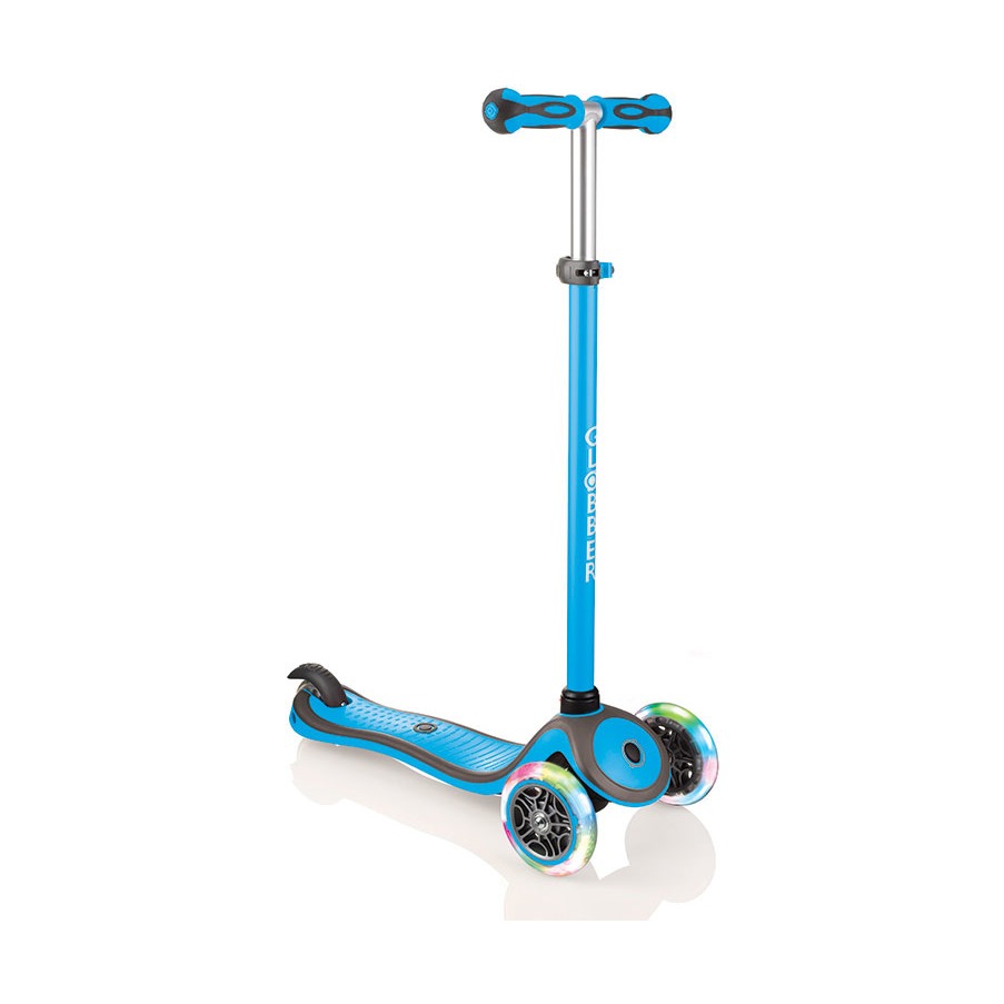 Трехколесный самокат Globber Primo Plus Color Lights, голубой