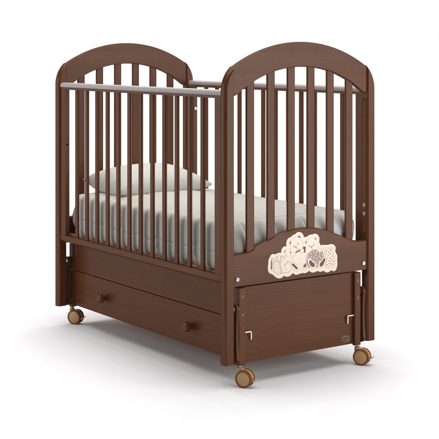 Детская кровать Nuovita Grano swing продольный, noce scuro/темный орех