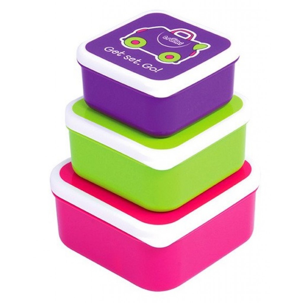 Trunki Набор из 3 контейнеров для еды: розовый, фиолетовый и зеленый