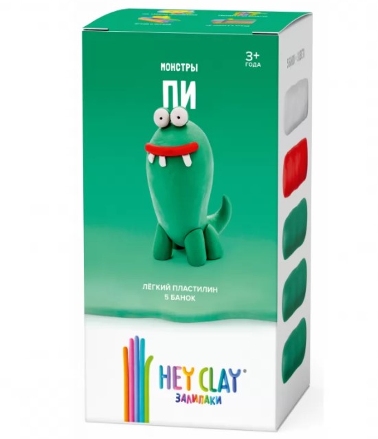 Легкий пластилин для лепки Залипаки - Пи, 5 банок