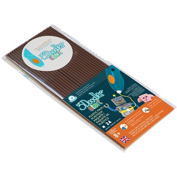 Эко-пластик к 3Д ручке 3Doodler Start, цвет коричневый, 24 штуки