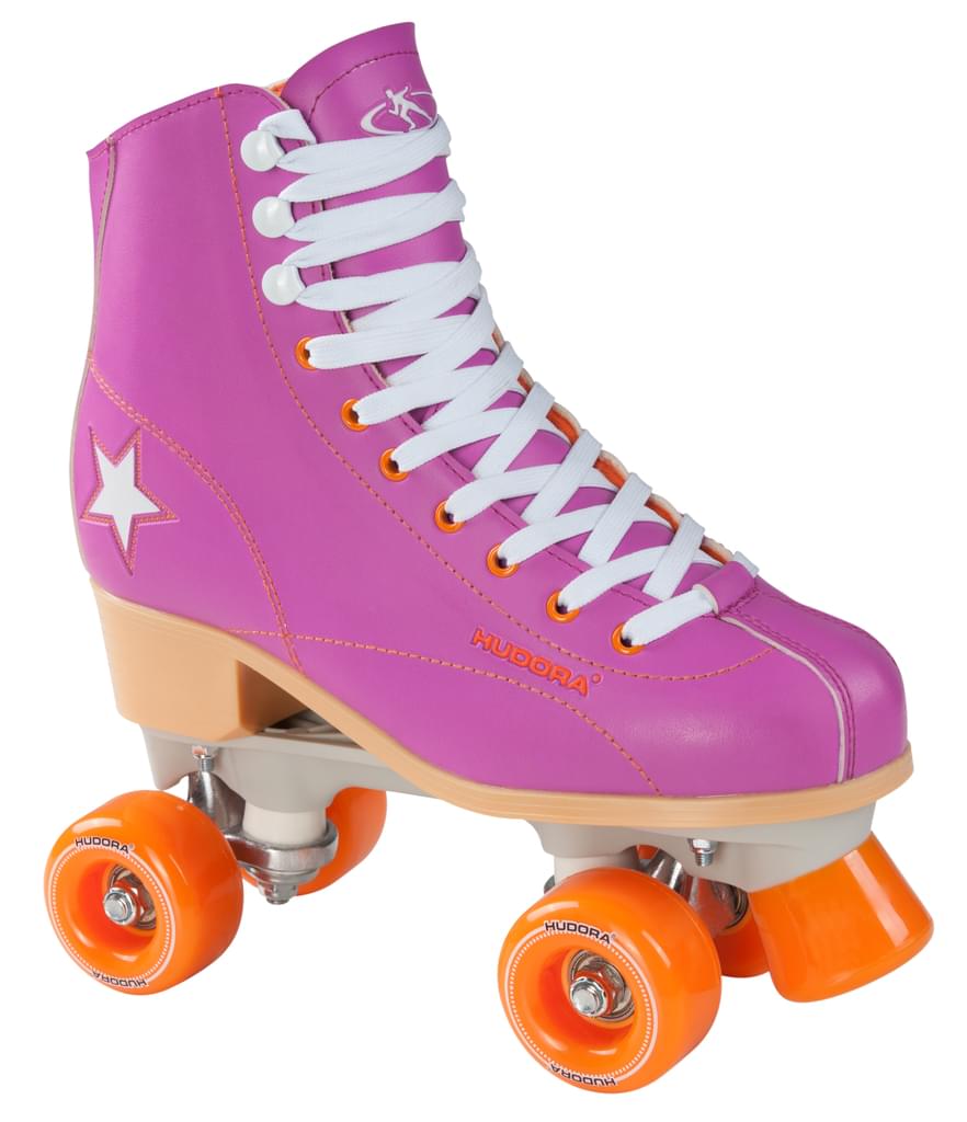 Роликовые коньки детские Ролики Rollschuh Roller Disco, размер 41, фиолетово-оранжевые