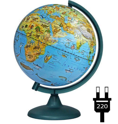   УчМаг Глобус зоогеографический, с подсветкой, 250 мм
