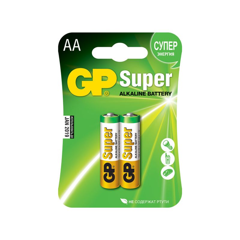 Батарейки и элементы питания  ДоброСтрой Батарейка алкалиновая GP Super Alkaline 15А АA - 2 шт. на блистере