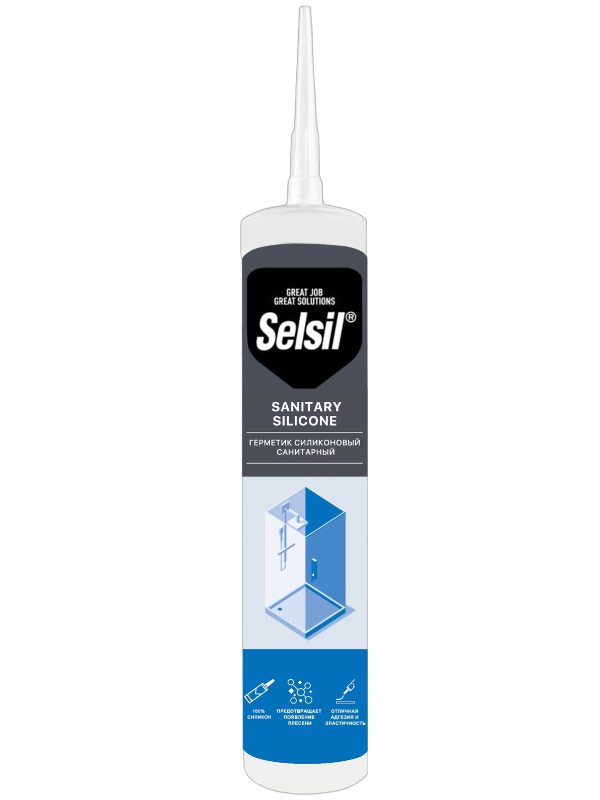 Герметик Selsil Sanitary, силиконовый санитарный, беcцветный, 280 мл
