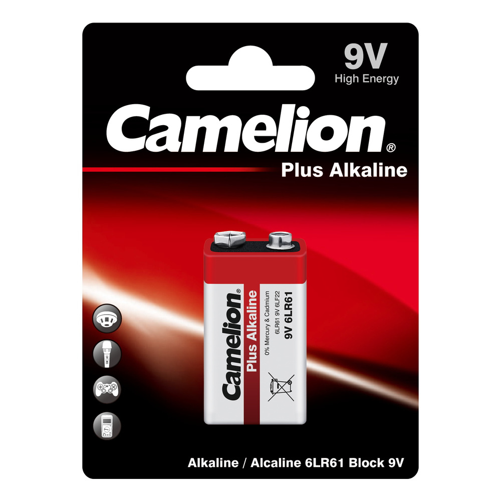 Батарейки и элементы питания  ДоброСтрой Батарейка крона Camelion 6LR61 Plus Alkaline BL-1 (6LR61-BP1, 9В) 1 шт.