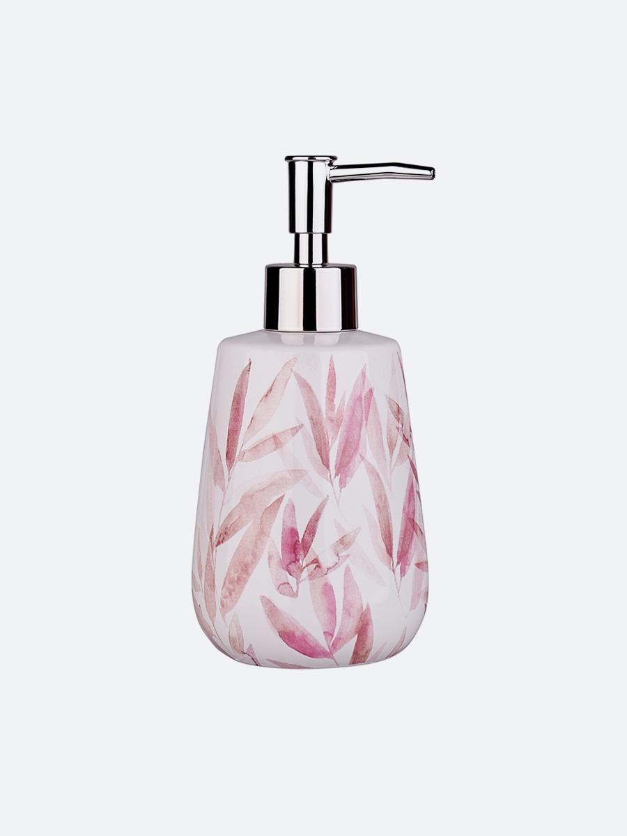 Дозатор для жидкого мыла Akvarel, 8,6х8,6х18 см., цвет белый розовый