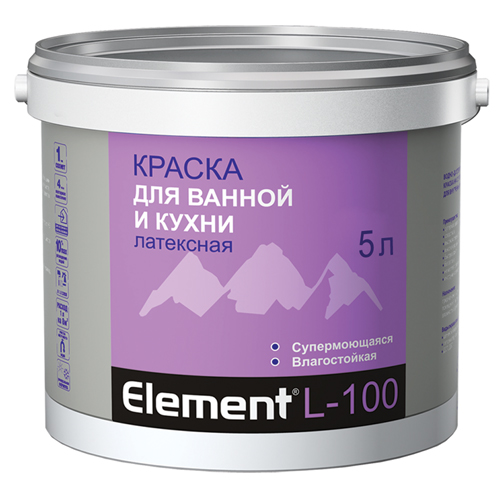   ДоброСтрой Краска для ванной и кухни L-100 супермоющаяся, влагостойкая 5 л, белый