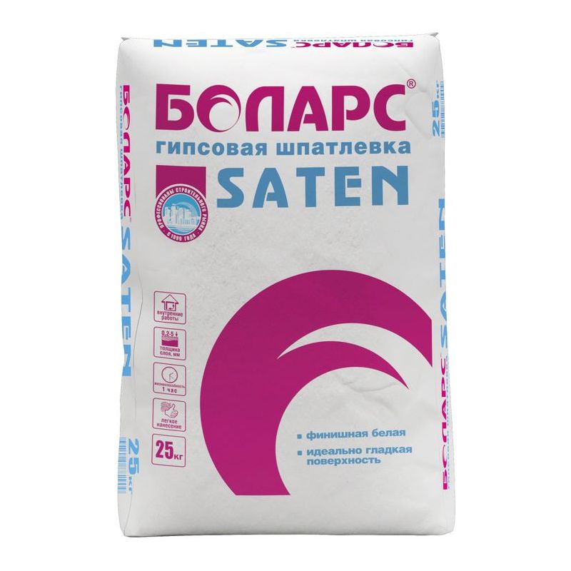 Шпатлевка гипсовая Боларс Saten финишная 25кг цвет белый