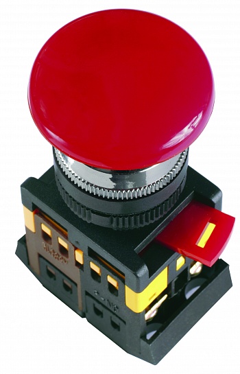 Кнопка Иэк  AЕА22 Грибок, красный, D=22 мм, 1з+1р