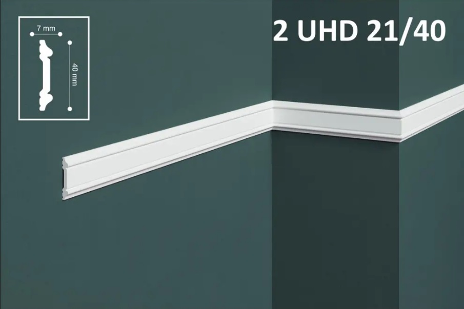 Плинтус потолочный Молдинг влагостойкий  UHD Polymer, арт 2 UHD 21/40, 2м