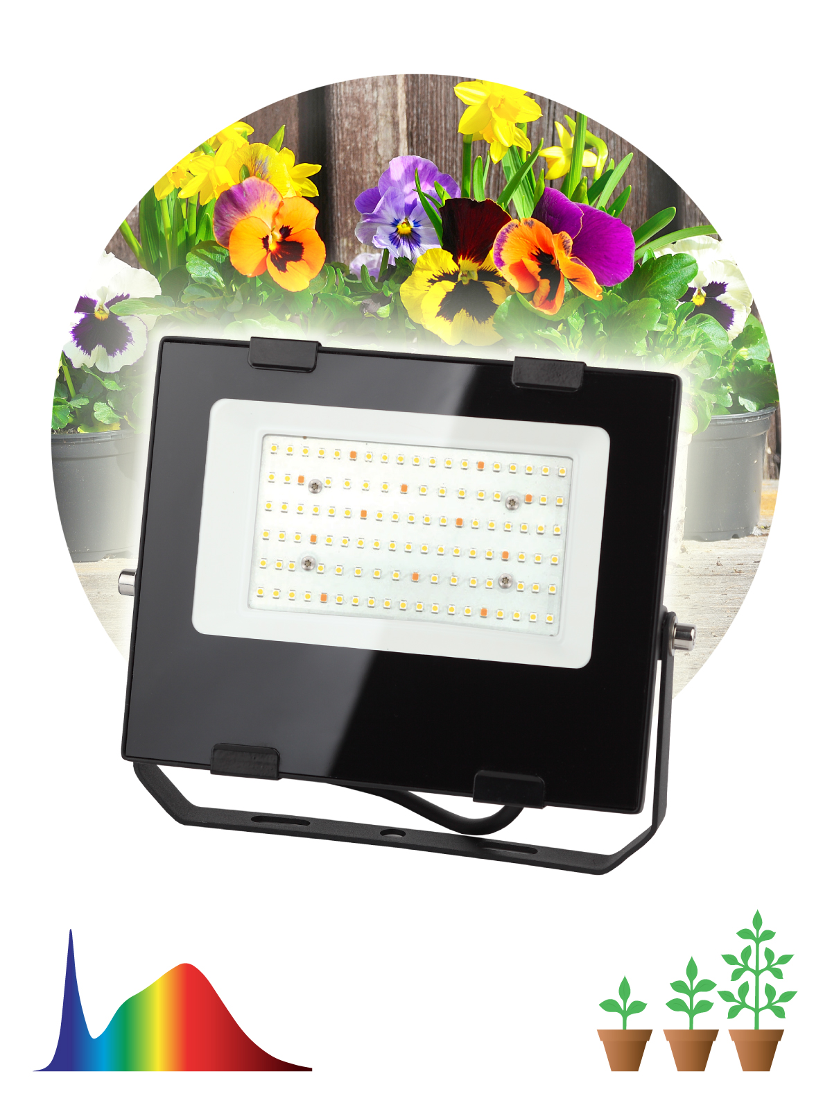 Фитопрожектор для растений светодиодный Эра FITO-50W-Ra90-LED для цветения и плодоношения