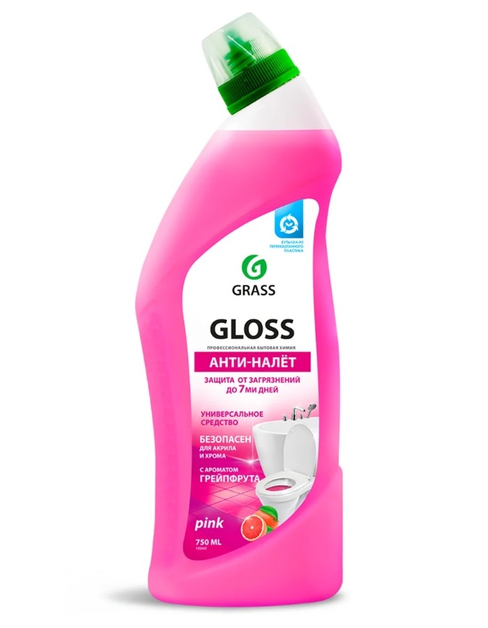 Бытовая химия Чистящий гель для ванной и туалета Grass Gloss pink, 750 мл