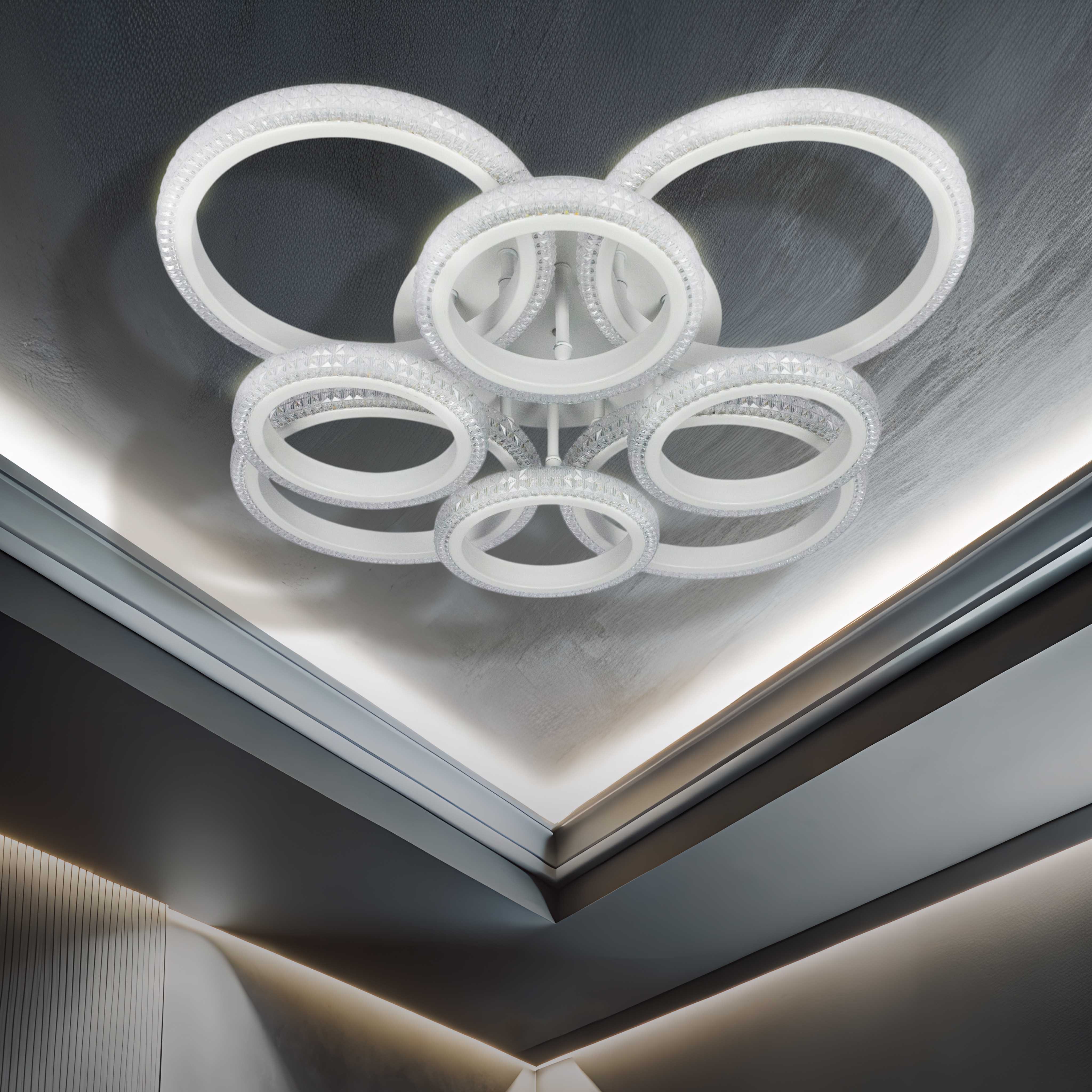 Люстра светодиодная Brilliant light DK6333D-4+4A, пульт ДУ 160W, 630*140, цвет белый