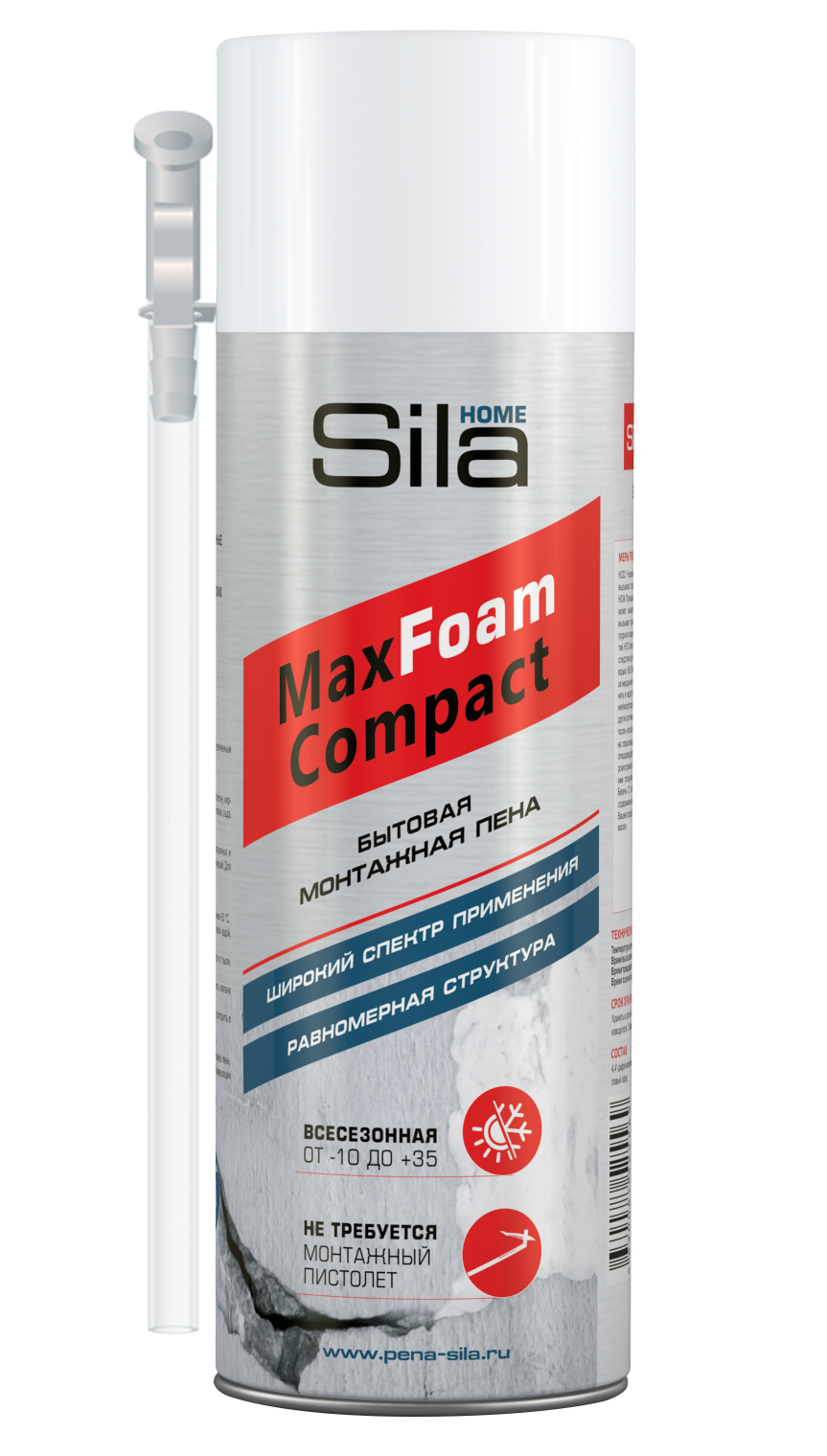 Пена монтажная всесезонная SILA HOME MAX FOAM COMPACT, 400 мл