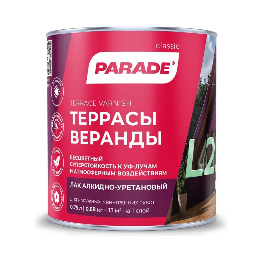 Лак алкидно-уретановый Parade L25 для террас глянцевый 0,75л