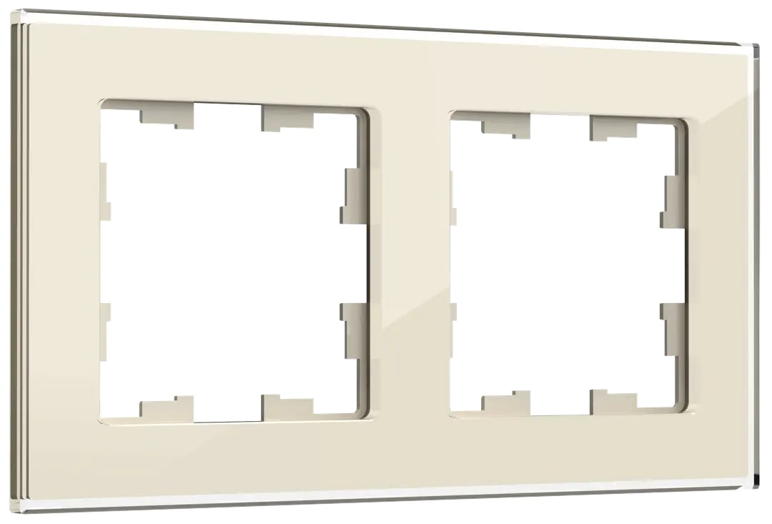 Рамка 2-местная IEK BRITE РУ-2-2-БрВа стекло ванильный