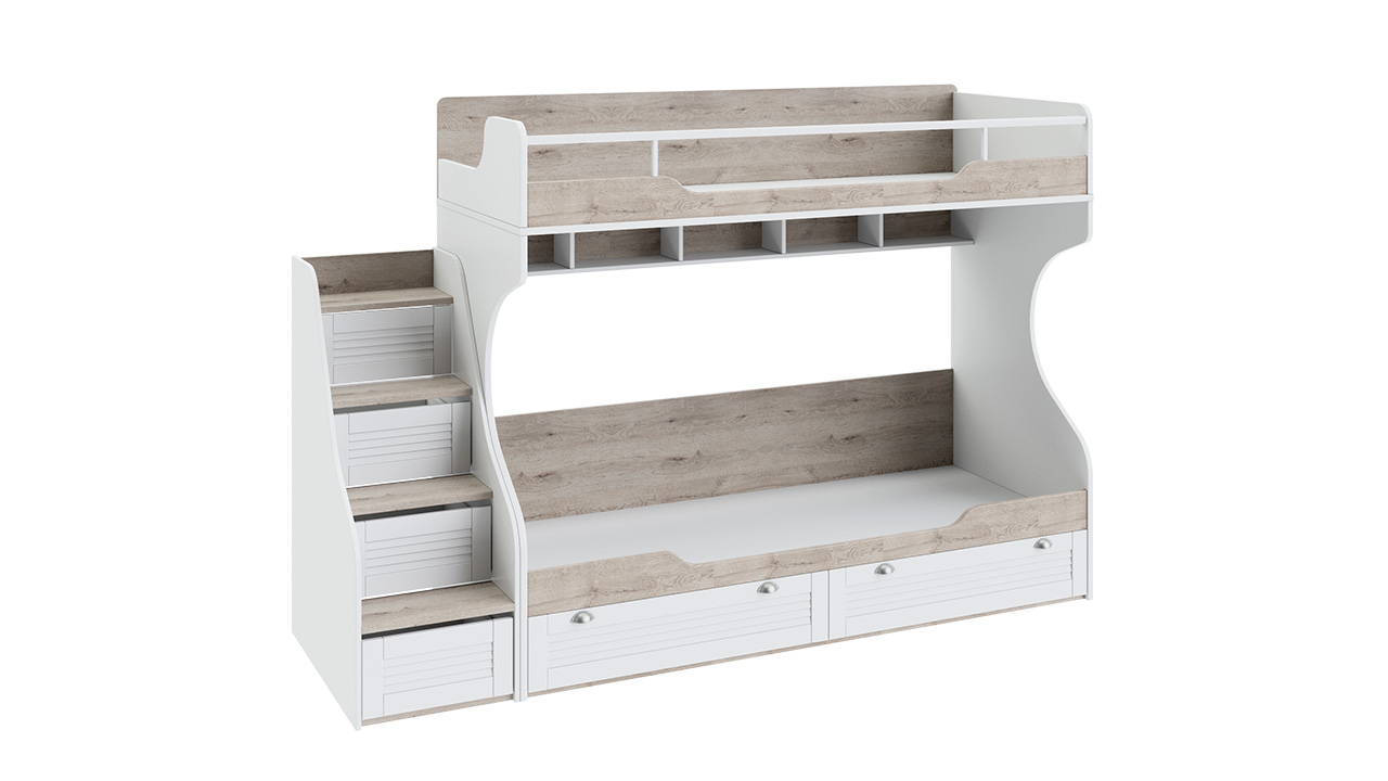 Двухъярусные кровати Кровать двухъярусная Ривьера 0,8*2,0 м с приставной лестницей