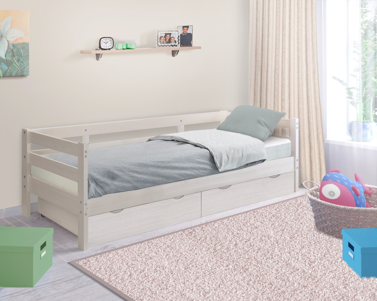 Кровать детская Норка 0,9*1,9 м с ящиками SL