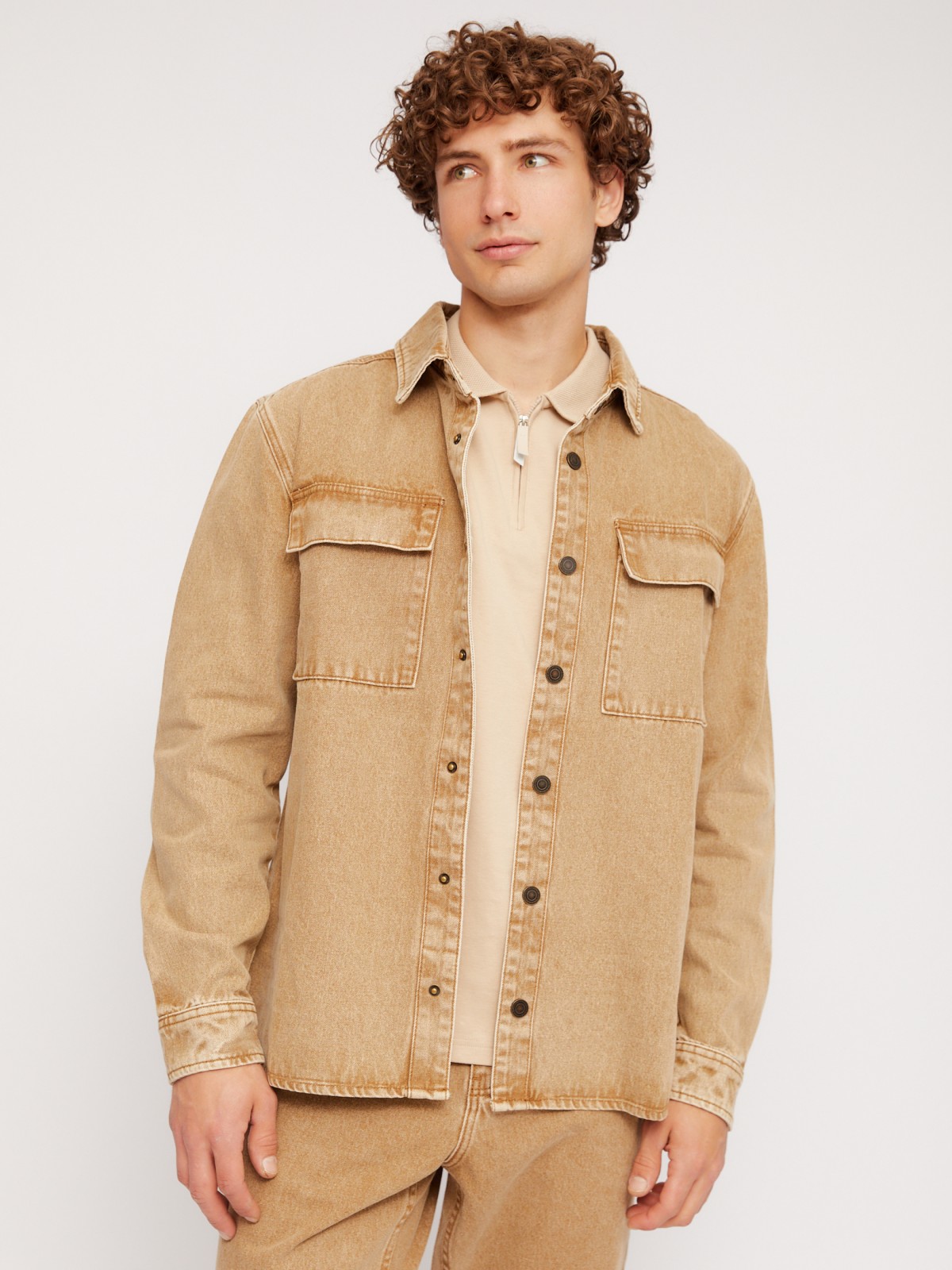 Джинсовая куртка-рубашка на кнопках