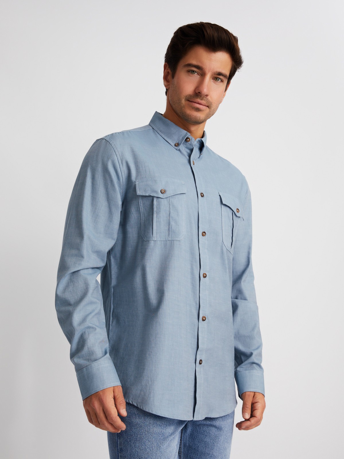   Zolla Рубашка из хлопка с длинным рукавом и карманами