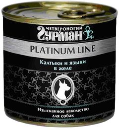 Влажный корм для собак Четвероногий Гурман Platinum line Калтыки и языки в желе 0,24 кг