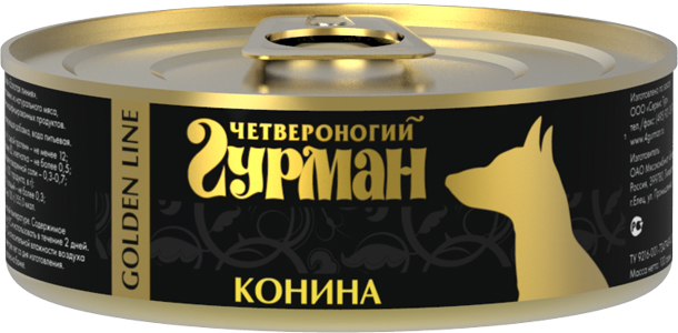 Влажный корм для собак Четвероногий Гурман Golden line Конина натуральная 0,1 кг