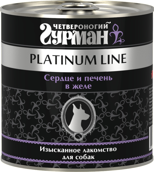 Влажный корм для собак Четвероногий Гурман Platinum line Сердце и печень в желе 0,24 кг