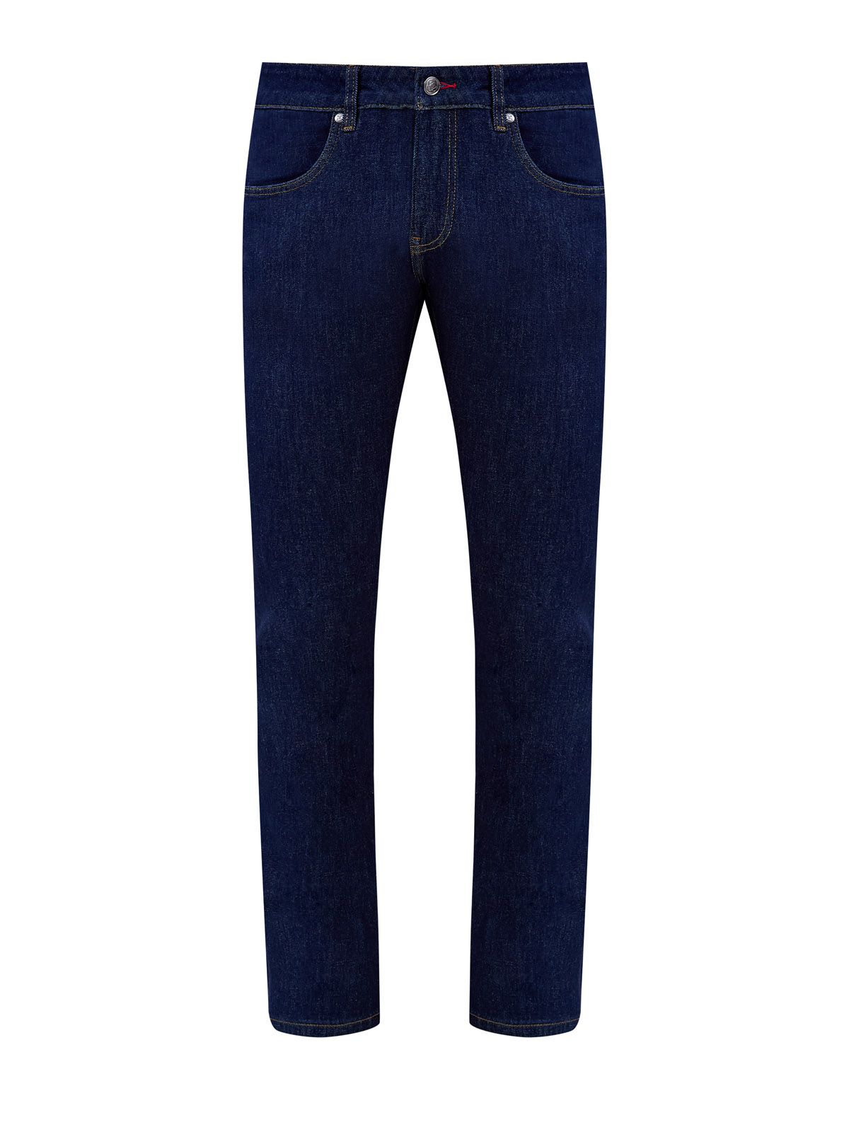 Джинсы Slim Fit с контрастной прострочкой и нашивкой на поясе