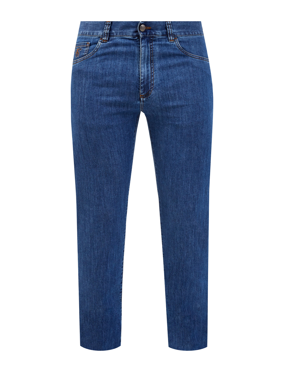 Классические джинсы прямого кроя с контрастной прострочкой