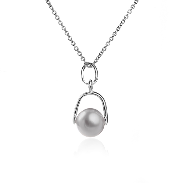   NasonPearl Серебряная подвеска с серой натуральной жемчужиной