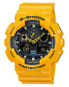 Японские наручные  мужские часы Casio GA-100A-9A. Коллекция G-Shock