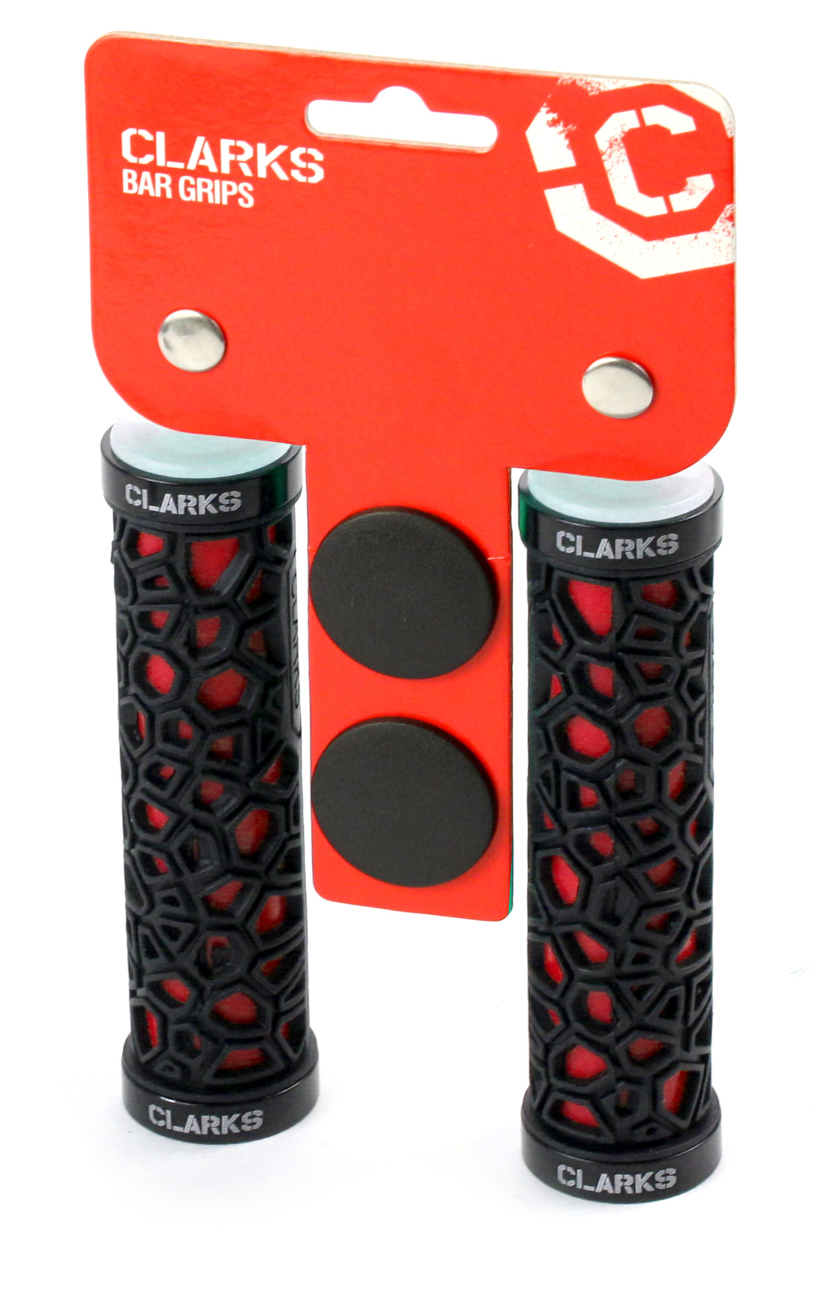 Грипсы Clark's CL0208 с замком, двухкомпонентные (черный / красный)