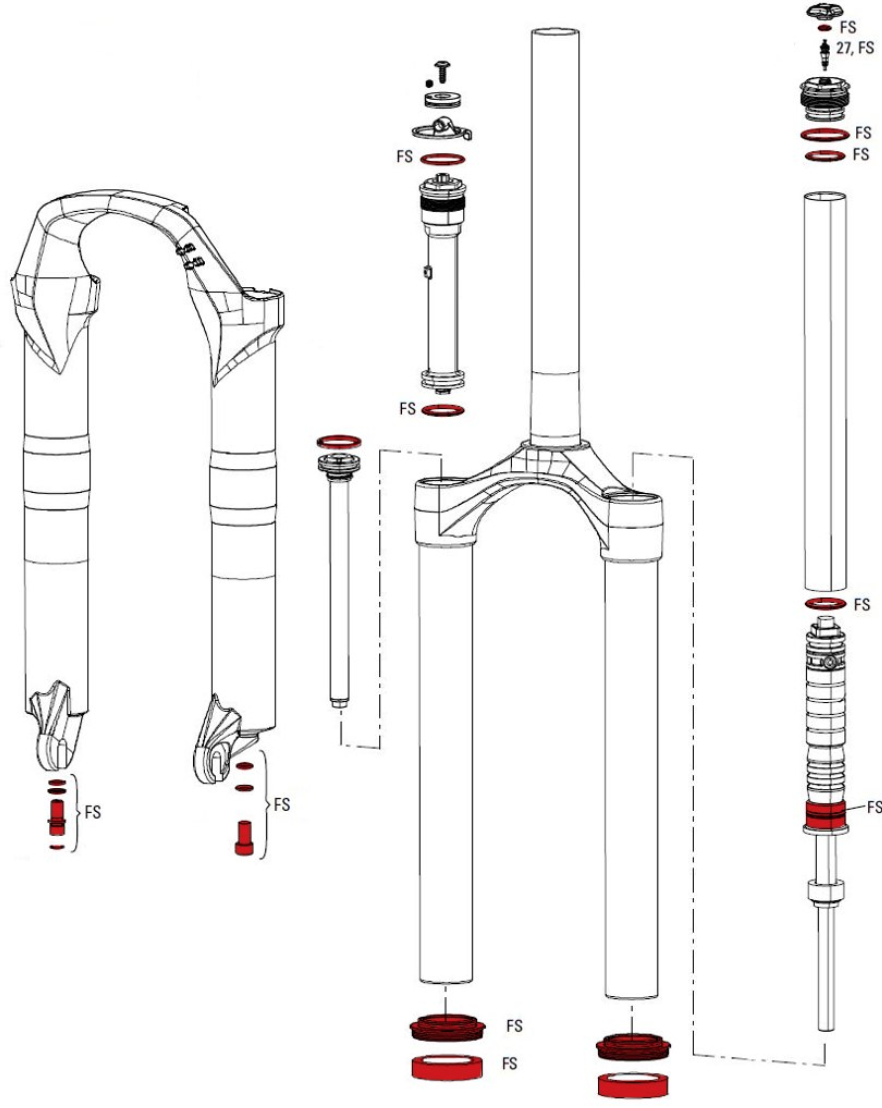 Запчасти для велосипедов  Birota Ремкомплект для вилок RockShox Recon Silver Solo Air (2013-2016) 11.4018.015.000 (комплект)