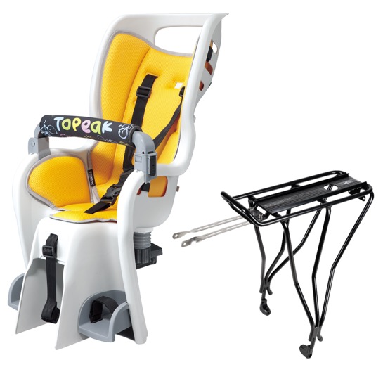 Детское велокресло Topeak BabySeat II TCS2210 с багажником (серый / желтый)