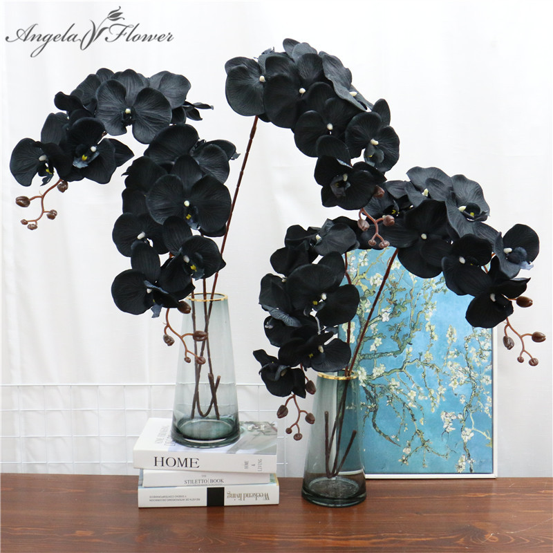   DHgate 105cm Artificial flower black butterfly orchid silk phalaenopsis for wedding Christams home decoration garden potted fake plants