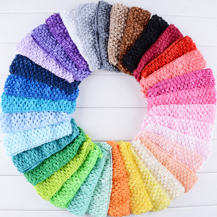  30 pcs mix colors baby Headwear Head Flower Hair Accessories soft Elastic crochet headbands stretchy hair band base