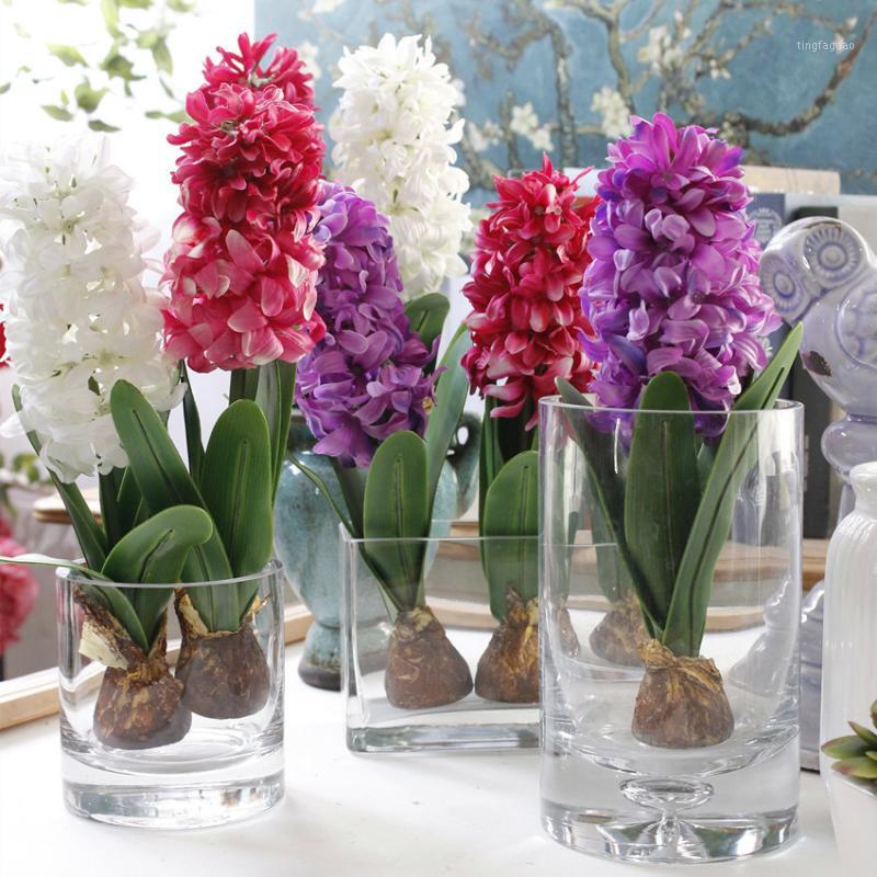   DHgate Decorative Flowers & Wreaths Artificial Flower Hyacinth With Bulbs Ceramics Silk Simulation Leaf Wedding Garden Decor Home Table Accessorie